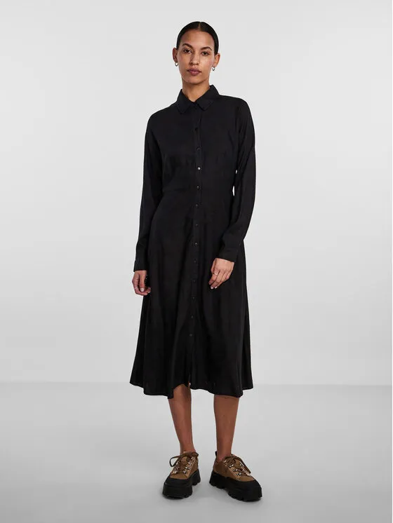 Φόρεμα πουκάμισο · Μαύρο · Midi
