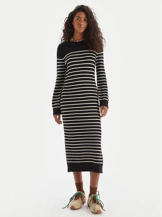 Φόρεμα υφασμάτινο · Μαύρο · Midi