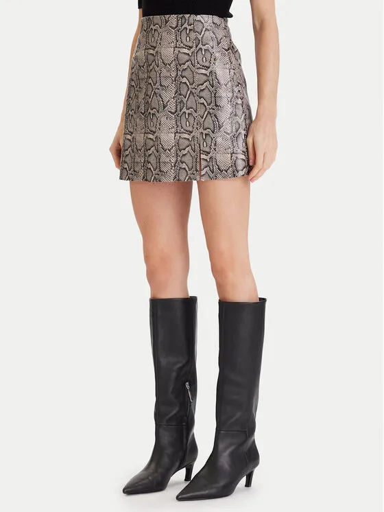 Φούστα από απομίμηση δέρματος · Μπεζ · Mini