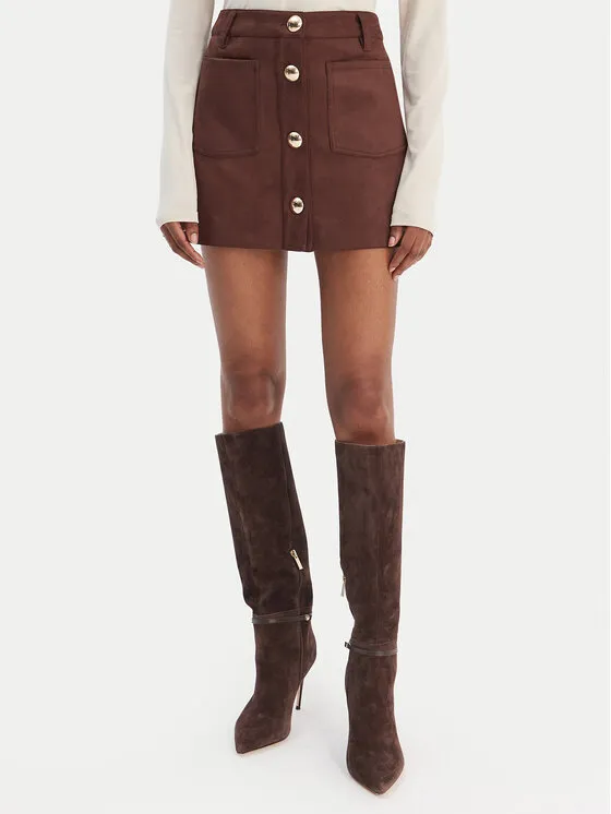 Φούστα από απομίμηση δέρματος · Καφέ · Mini