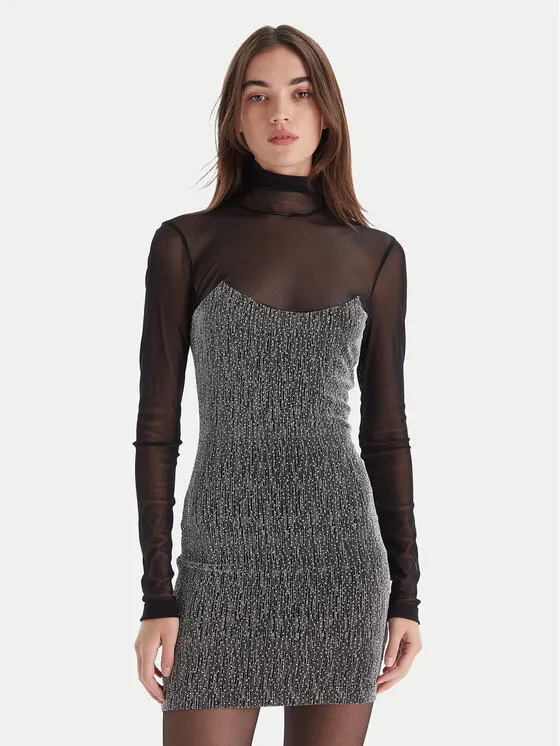 Φόρεμα κοκτέιλ · Ασημί · Mini