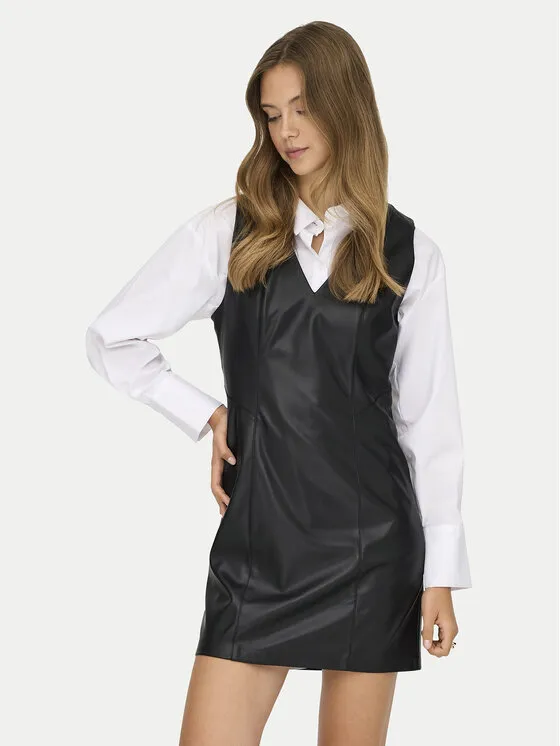 Φόρεμα από απομίμηση δέρματος · Μαύρο · Mini