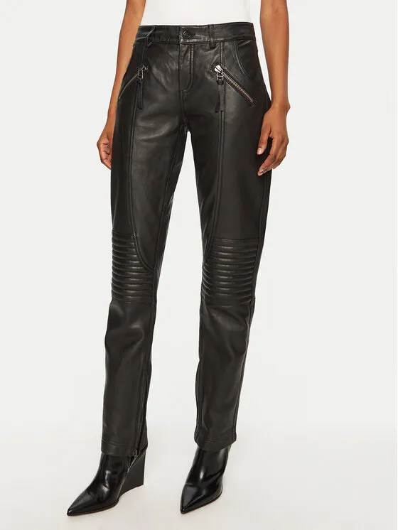 Munthe Παντελόνι δερμάτινο · Μαύρο · Slim Fit