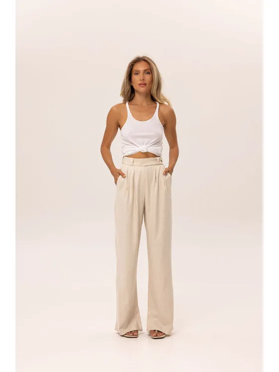 Παντελόνι υφασμάτινο · Μπεζ · Oversize