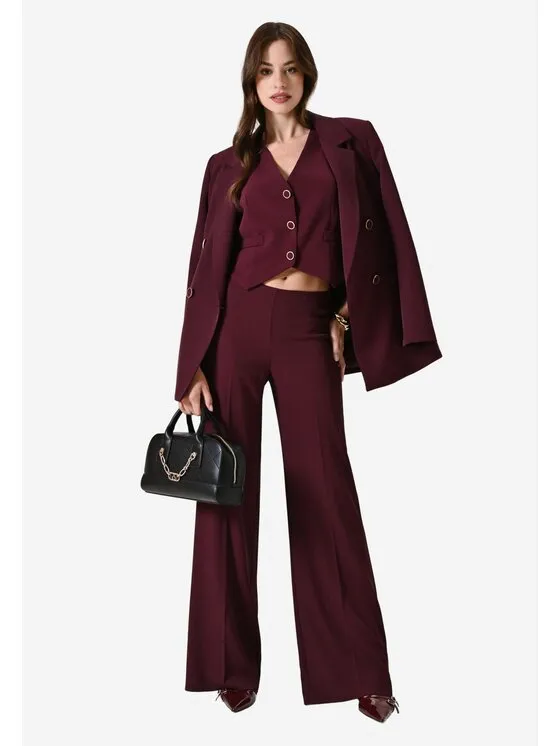 Παντελόνι Palazzo · Μπορντό · Regular Fit