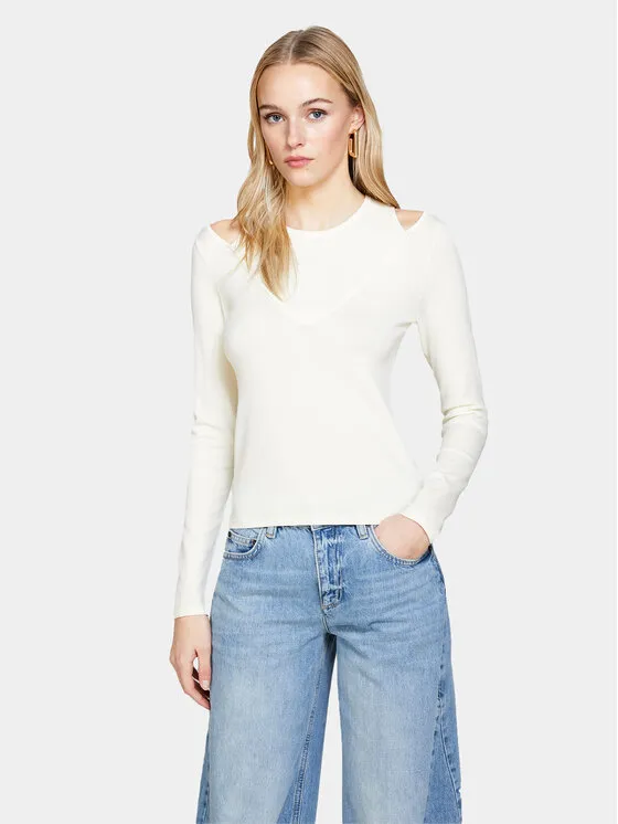 Sisley Πουλόβερ · Εκρού · Slim Fit