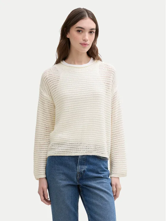 Tom Tailor Denim Πουλόβερ · Εκρού · Relaxed Fit