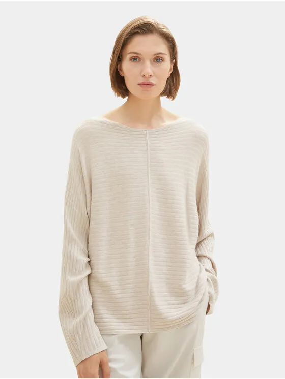 Tom Tailor Πουλόβερ · Εκρού · Relaxed Fit