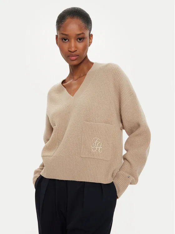 Tommy Hilfiger Πουλόβερ · Μπεζ · Relaxed Fit