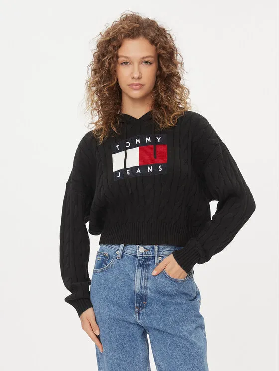 Tommy Jeans Πουλόβερ · Μαύρο · Regular Fit