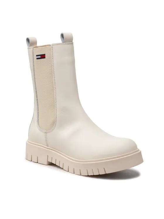 Tommy Jeans Μποτάκια με λάστιχο · Μπεζ
