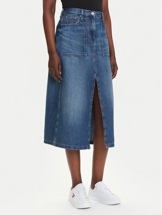 Tommy Jeans Φούστα τζιν · Σκούρο μπλε · Midi
