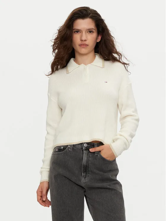 Tommy Jeans Πουλόβερ · Εκρού · Regular Fit