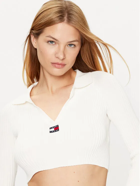Tommy Jeans Πουλόβερ · Εκρού · Slim Fit