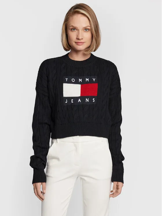 Tommy Jeans Πουλόβερ · Μαύρο · Regular Fit