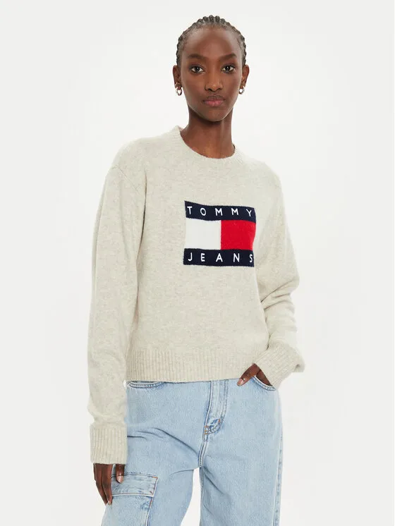 Tommy Jeans Πουλόβερ · Μπεζ · Relaxed Fit