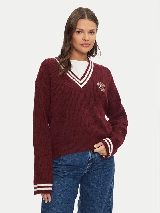 Tommy Jeans Πουλόβερ · Μπορντό · Regular Fit