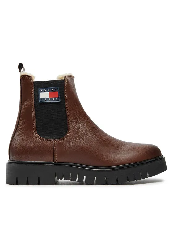 Tommy Jeans Μποτάκια με λάστιχο · Καφέ