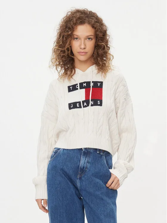 Tommy Jeans Πουλόβερ · Εκρού · Regular Fit