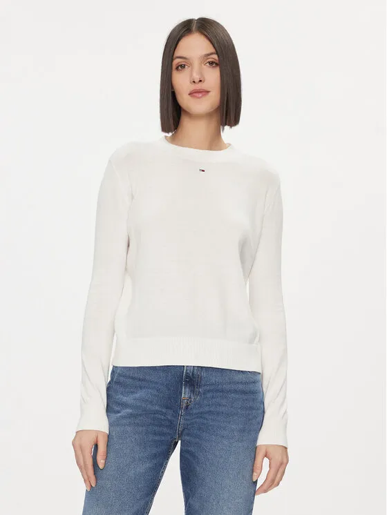 Tommy Jeans Πουλόβερ · Λευκό · Regular Fit