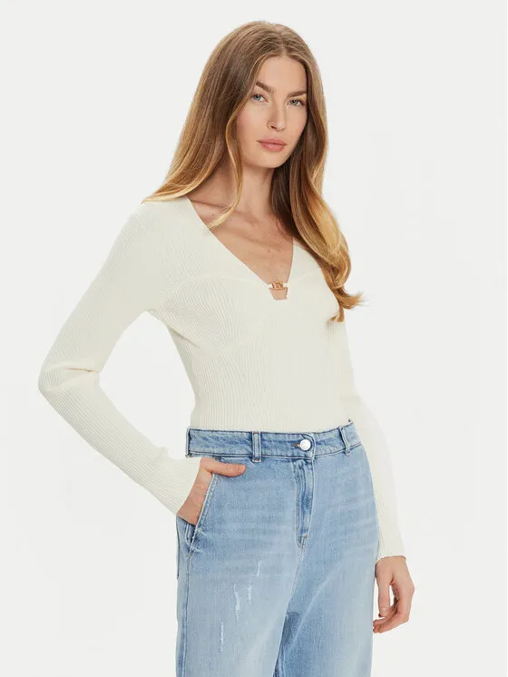 Πουλόβερ · Εκρού · Slim Fit