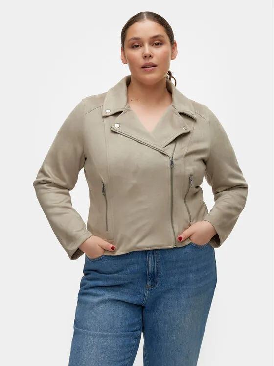 Vero Moda Curve Μπουφάν από απομίμηση δέρματος · Γκρι