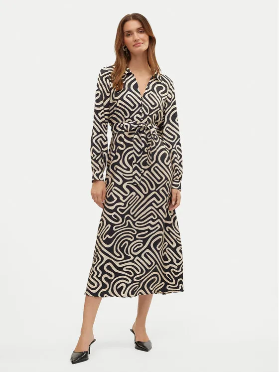 Vero Moda Φόρεμα πουκάμισο · Μαύρο · Midi