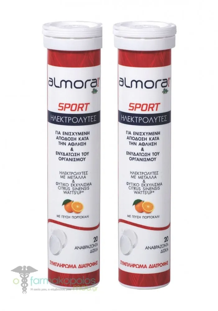 2 x Almora Sport 20 Electrolytes with Orange Flavor, 2 x 20eff.tabs