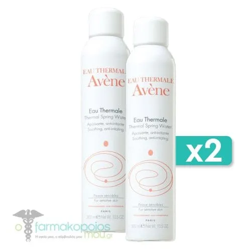 2x Avene Thermal Spring Water Spray Soothing & Anti-Irritating, 2x300ml