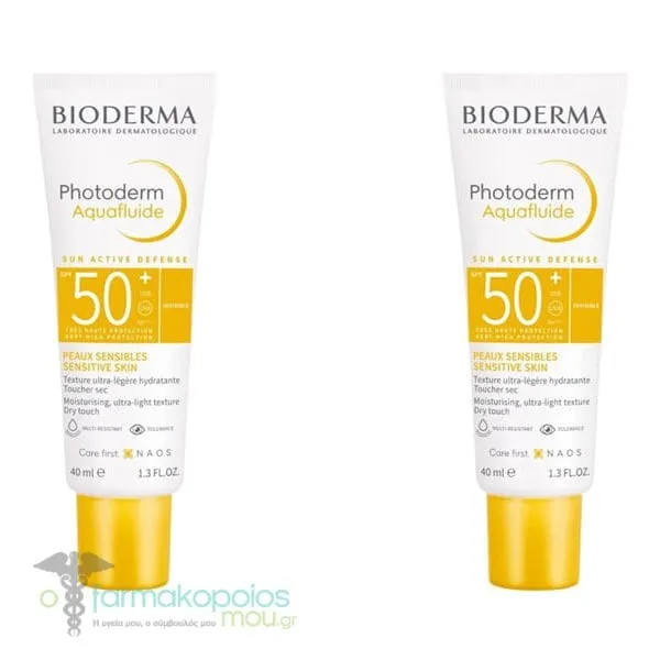 2 x Bioderma Photoderm Aquafluide SPF50+ Dry Touch, 2 x 40ml