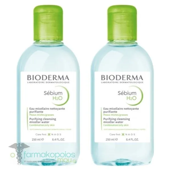 2 x Bioderma Sebium H2O Purifying Cleansing Micellar Water for Combination/Oily Skin, 2 x 250ml