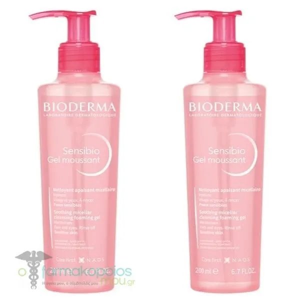 2 x Bioderma Sensibio Gel Moussant Soothing Micellar Cleansing Foaming Gel, 2 x 200ml