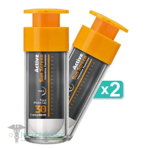 2 x Frezyderm Active Sun Screen Make Up SPF30 Αντηλιακό Make Up Προσώπου, 2 x 30ml
