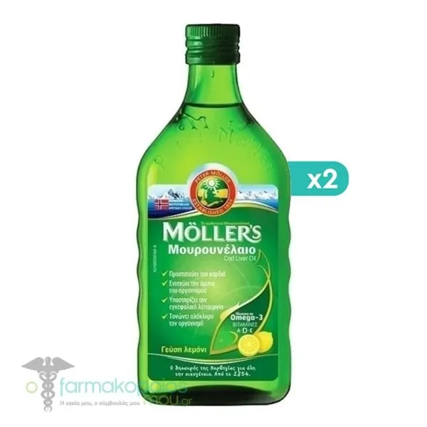 2 x Moller's Cod Liver Oil Lemon, 2 x 250ml