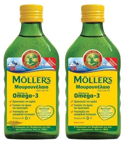 2 x Moller's Cod Liver Oil Natural, 2 x 250ml
