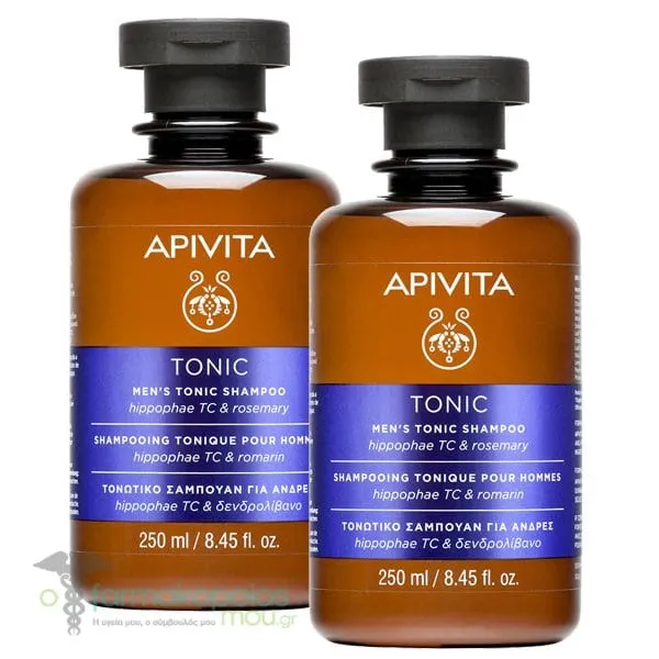2x Apivita Men's Tonic Shampoo, 2x250ml