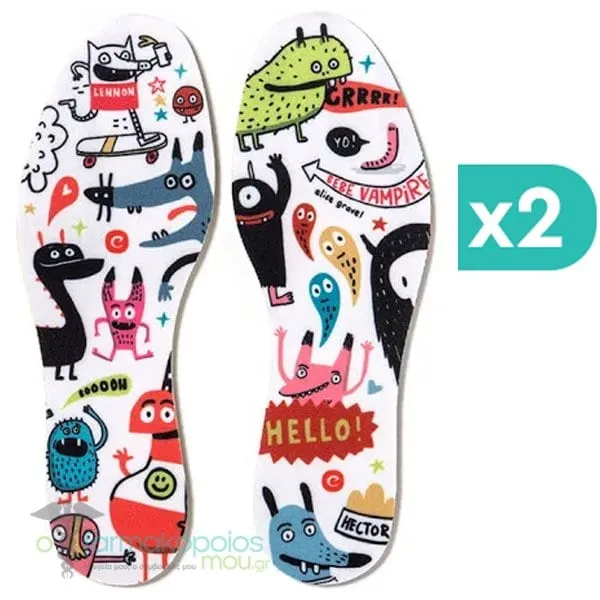 2x Christou Deodorizing Insoles White Monsters Νο.23-29, 2x1pair
