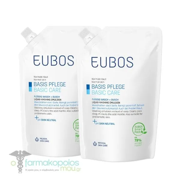 2x Eubos Liquid Washing Emulsion Blue Refill, 2x400ml