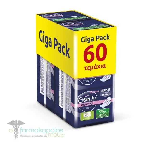 2x Every Day Hyperdry Super Ultra Plus Triple Pack Gigapack Σερβιέτες Μεγάλου Μήκους με Φτερά, 2x(3x10τεμ)