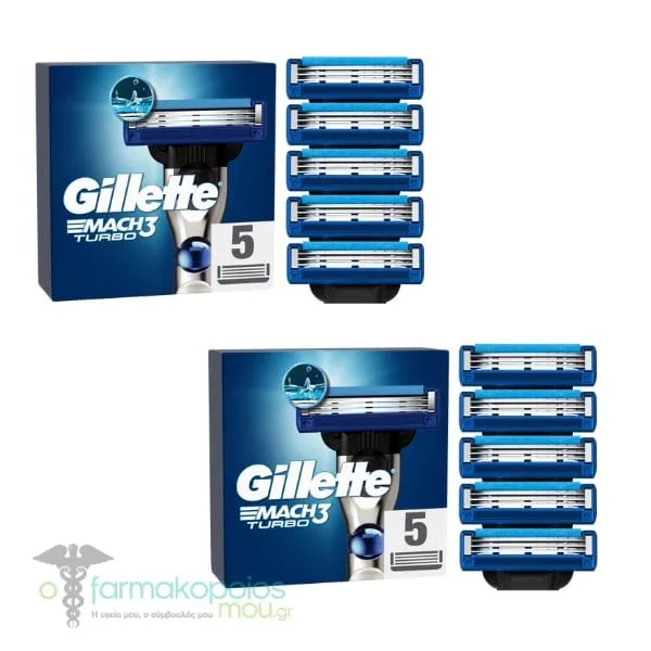 2x Gillette Mach3 Turbo Razor Blade Refills, 2x5pcs