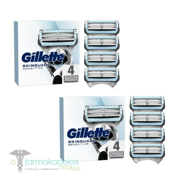 2x Gillette SkinGuard Sensitive Razor Blade Refills Aloe, 2x4 pcs