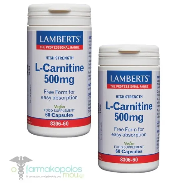 2x Lamberts L -Carnitine 500mg, 2x60caps