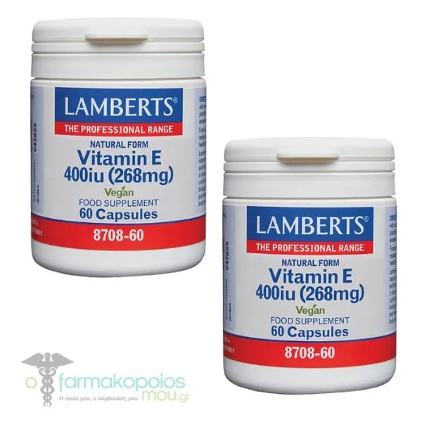 2x Lamberts Vitamin E 400iu (268mg), 2x60caps