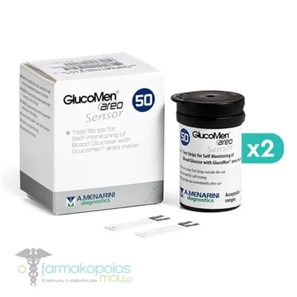 2x Menarini GlucoMen Areo Sensor Blood Glucose Test Strips, 2x50pcs
