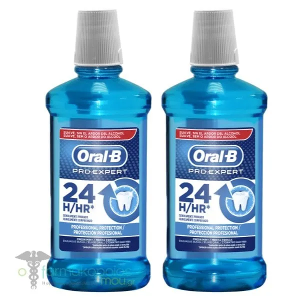 2x Oral-B Pro Expert 24hr Professional Protection Mouthwash, 2x500ml
