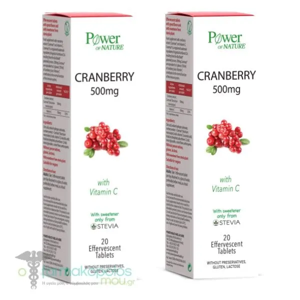 2x Power Of Nature Cranberry 500mg, 2x20eff.tabs