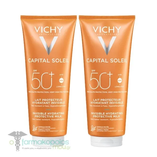2 x Vichy Capital Soleil Invisible Hydrating Protective Milk SPF50+, 2 x 300ml