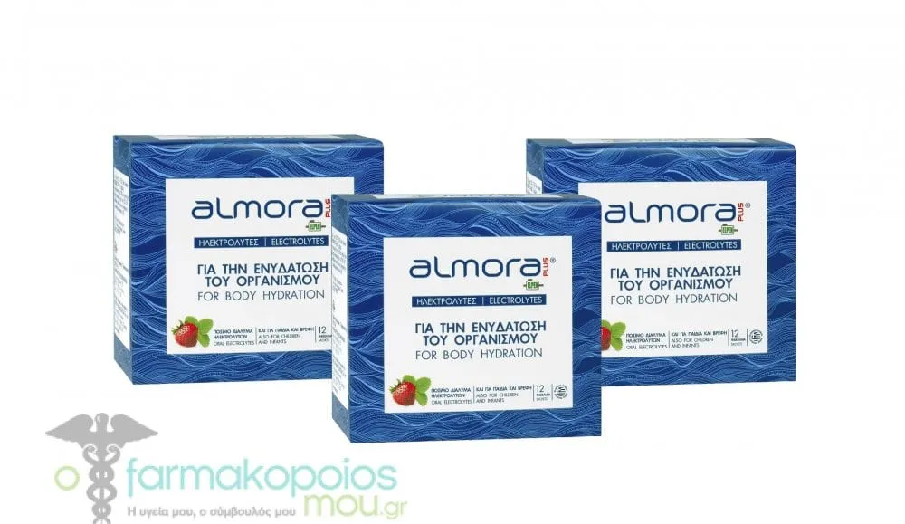 3 x Almora Plus Ηλεκτρολύτες για την Ενυδάτωση του Οργανισμού Κατάλληλο για Βρέφη, Παιδιά &amp; Ενήλικες, 3 x 12sachets