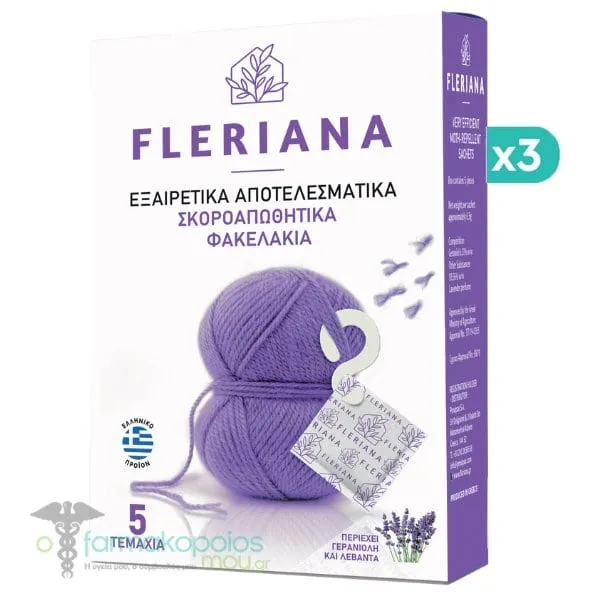 3x Fleriana Natural Moth Repellent, 3x5pcs