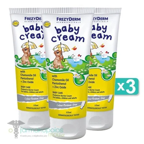 3 x Frezyderm Baby Cream Nappy Rash Cream, 3x175ml